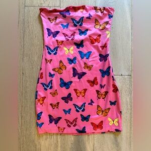 Superdown Pink Skirt with Butterfly Design